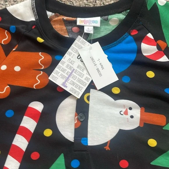 LuLaRoe Festive Multicolor Long Sleeve Shirt - Picture 2 of 5
